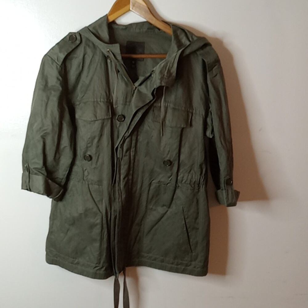 Joie Women's Hooded Full Zipper Long Sleeve Army Green Jacket. MEDIUM FESTIVAL